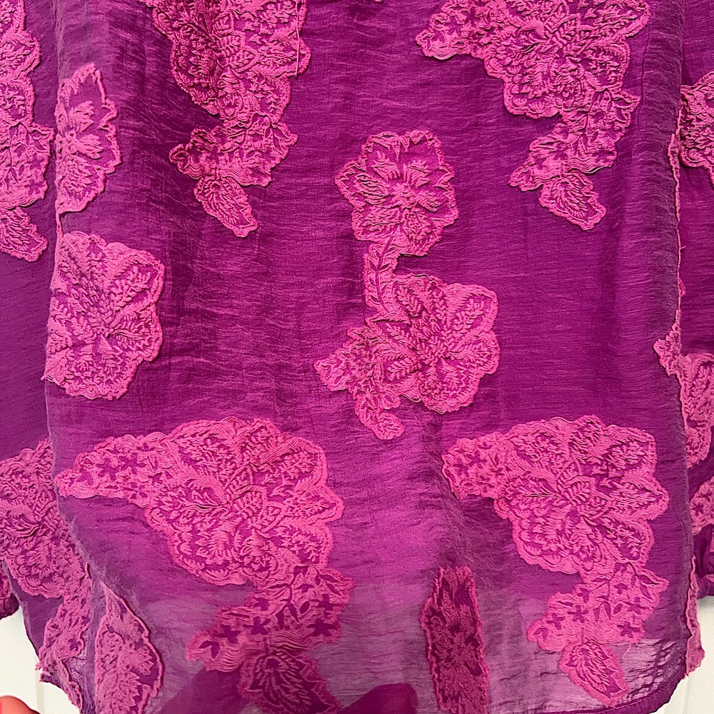 Bright purple Appliqué Boho Blouse by Loft - NWT - Picture 8 of 8